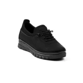 Kadın Siyah Süet Ortopedik Anne Ayakkabısı - Rahat Kaymaz Taban, Bağcıklı Günlük Yürüyüş Ayakkabısı - 3