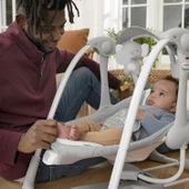 Ingenuity ConvertMe 2'si 1 Arada Kompakt Taşınabilir Otomatik Bebek Salıncağı ve Bebek Koltuğu, Pil Tasarrufu Sağlayan T - 6