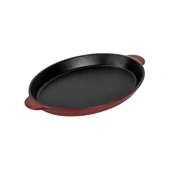 Lava Döküm Oval Fajita Tabağı Döküm Demir Yekpare Çift Kulplu Ölçü 18x24cm.-Bordo - 2