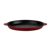 Lava Döküm Oval Fajita Tabağı Döküm Demir Yekpare Çift Kulplu Ölçü 18x24cm.-Bordo - 1