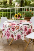 Yuvarlak Çiçek Desenli Duck Kumaş Masa Örtüsü 150x150 Cm - 2