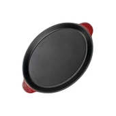 Lava Döküm Oval Fajita Tabağı Döküm Demir Yekpare Çift Kulplu Ölçü 18x24cm.-Bordo - 3