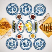 Fecra Vintage Blue 14 Parça Kahvaltı Takımı - 1