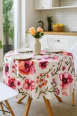 Yuvarlak Çiçek Desenli Duck Kumaş Masa Örtüsü 150x150 Cm - 3