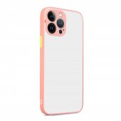 KNY Apple İphone 13 Pro Max Kılıf Silikon Kenarlı Kamera Korumalı Hux Kapak Pembe - 1
