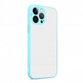 KNY Apple İphone 13 Pro Max Kılıf Silikon Kenarlı Kamera Korumalı Hux Kapak Turkuaz - 1