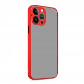KNY Apple İphone 13 Pro Max Kılıf Silikon Kenarlı Kamera Korumalı Hux Kapak Kırmızı - 1