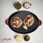 Lava Döküm Oval Fajita Tabağı Döküm Demir Yekpare Çift Kulplu Ölçü 18x24cm.-Bordo - 7