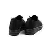 Kadın Siyah Rugan Detaylı Ortopedik Anne Ayakkabısı - Rahat Kaymaz Taban, Bağcıklı Günlük Yürüyüş Ayakkabısı - 2