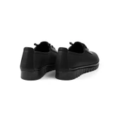 Kadın Siyah Rugan Detaylı Ortopedik Anne Ayakkabısı - Rahat Kaymaz Taban, Bağcıklı Günlük Yürüyüş Ayakkabısı thumbnail 4