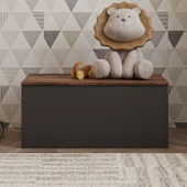 Florya Çok Amaçlı Oyuncak ve Depolama Sandığı - Antrasit ve Beyaz - 90 cm thumbnail 1