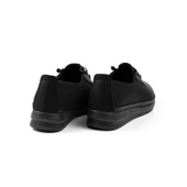 Kadın Siyah Ortopedik Anne Ayakkabısı - Rahat Kaymaz Taban, Bağcıklı Günlük Yürüyüş Ayakkabısı thumbnail 2