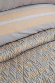 Çift Kişilik Pisagor Bej Timeless Yatak Örtüsü Nevresim Prime Set - 3