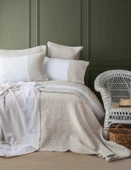 Çift Kişilik Omari Bej Timeless Yatak Örtüsü Nevresim Prime Set - 1