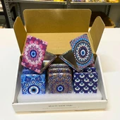 Otantik Mandala Tasarımlı Nazar Boncuklu Büyüteçli  Kozmetik Dikdörtgen Cep Çanta Aynası Kapaklı El Makyaj Aynası - 3