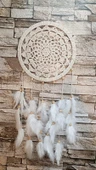 Düş Kapanı Makrome Dreamcatcher Ekru Kuş Tüyü Rüya Kapanı Duvar Süsü Elişi - 2