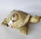 Kaplumbağa Yeşil  Oniks Taşı Biblo Mermer Onix Ev Ofis Dekor Masa Süsü thumbnail 2