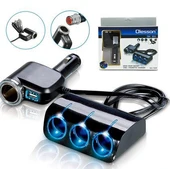 Ayt Olesson 1528 12-24V 3Lü Usbli 120W 80 Cm Kablolu Araç Oto Tır Çakmak Çoklayıcı Çakmaklık Çoğaltıcı thumbnail 1