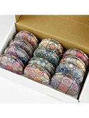 Otantik Mandala Tasarımlı Kozmetik Yuvarlak Cep Çanta Aynası Kapaklı El Makyaj Aynası 7CM - 7