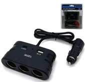 Ayt Olesson 2013 12-24V 3Lü Type-C Usbli 120W 80 Cm Kablolu Araç Oto Tır Çakmak Çoklayıcı Çakmaklık Çoğaltıcı thumbnail 1