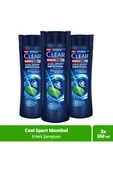 Clear Men Kepeğe Karşı Etkili Şampuan Cool Sport Menthol Ferahlatıcı Mentol Etkisi 350 ml x 3 Adet - 1