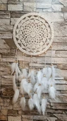 Düş Kapanı Makrome Dreamcatcher Ekru Kuş Tüyü Rüya Kapanı Duvar Süsü Elişi - 3