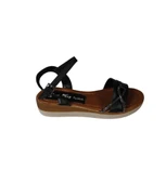 YAZKIŞ Kadın Siyah Beyaz Cilt Yanı taşlı Tokalı Bilekten Bağlamalı 3cm rahat Taban Sandalet thumbnail 5