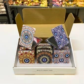 Otantik Mandala Tasarımlı Nazar Boncuklu Büyüteçli  Kozmetik Dikdörtgen Cep Çanta Aynası Kapaklı El Makyaj Aynası - 4