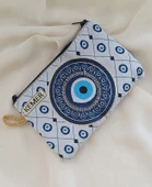 Cüzdan Nazar Kötü Göz Kemer Simgeli Simli Saplı Fermuarlı Kadın Cüzdanı 15x10 cm 18017 thumbnail 2