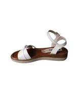 YAZKIŞ Kadın Siyah Beyaz Cilt Yanı taşlı Tokalı Bilekten Bağlamalı 3cm rahat Taban Sandalet thumbnail 8