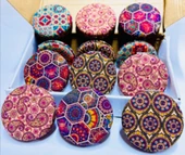 Otantik Mandala Tasarımlı Kozmetik Yuvarlak Cep Çanta Aynası Kapaklı El Makyaj Aynası 7CM - 6