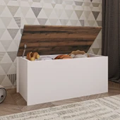 Florya Çok Amaçlı Oyuncak ve Depolama Sandığı - Antrasit ve Beyaz - 90 cm thumbnail 3