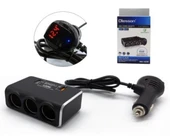 Ayt Olesson 1639 12-24V 3Lü Çift Usbli 120W 80Cm Kablolu Dijital Ekranlı Araç Oto Tır Çakmak Çoklayıcı Çakmaklık Çoğaltıcı thumbnail 1