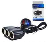 Ayt Olesson 1634 12-24V 3Lü Usbli 120W 80Cm Kablolu Dijital Ekranlı Araç Oto Tır Çakmak Çoklayıcı Çakmaklık Çoğaltıcı - 1