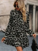 Kadın Uzun Kollu Yakadan Bağlamalı Beli Lastikli şardonlu Dalgıç Elbise thumbnail 1