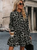 Kadın Uzun Kollu Yakadan Bağlamalı Beli Lastikli şardonlu Dalgıç Elbise thumbnail 2