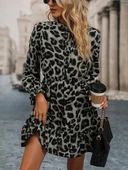 Kadın Uzun Kollu Yakadan Bağlamalı Beli Lastikli şardonlu Dalgıç Elbise thumbnail 3