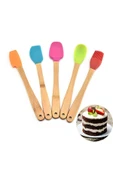 Mucit Home 5'li Renkli Bambu Saplı Silikon Uçlu Spatula Fırçalı Kaşık Seti Glrshop thumbnail 3