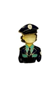 Kadın Polis Broş Üniformalı Rozet Pin Hediyelik Aksesuar Güvenlik Meslek Figürü thumbnail 3