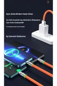 6A 120W 3 in 1 Usb to Type-C + Micro Usb + Lightning Hızlı Şarj Kablosu Silikon Kablo 1 Metre - 16