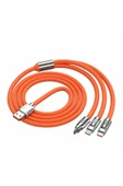 6A 120W 3 in 1 Usb to Type-C + Micro Usb + Lightning Hızlı Şarj Kablosu Silikon Kablo 1 Metre - 1