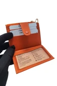 OLLEVRA Turuncu Hakiki Deri Kartlık & Anahtarlık – Çok Bölmeli, Fermuarlı Erkek / Kadın thumbnail 2