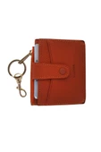 OLLEVRA Turuncu Hakiki Deri Kartlık & Anahtarlık – Çok Bölmeli, Fermuarlı Erkek / Kadın thumbnail 6
