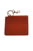 OLLEVRA Turuncu Hakiki Deri Kartlık & Anahtarlık – Çok Bölmeli, Fermuarlı Erkek / Kadın thumbnail 5