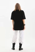 Unisex Bisiklet Yaka 20/1 Düz Oversize T-Shirt - Siyah thumbnail 4