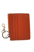 OLLEVRA Turuncu Hakiki Deri Kartlık & Anahtarlık – Çok Bölmeli, Fermuarlı Erkek / Kadın thumbnail 7