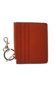 OLLEVRA Turuncu Hakiki Deri Kartlık & Anahtarlık – Çok Bölmeli, Fermuarlı Erkek / Kadın thumbnail 3