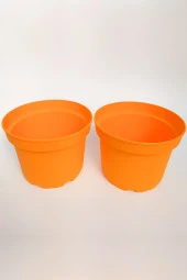 19 cm Kaktüs Sukulent Saksısı 2 Adet Turuncu Tekpar Dekoratif Plastik Saksı Bol Drenaj Deliği - 1