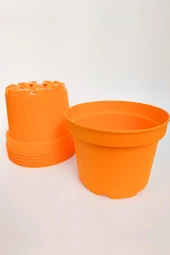 19 cm Kaktüs Sukulent Saksısı 2 Adet Turuncu Tekpar Dekoratif Plastik Saksı Bol Drenaj Deliği - 2