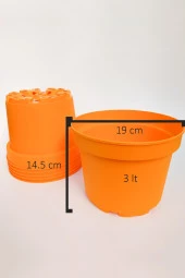 19 cm Kaktüs Sukulent Saksısı 2 Adet Turuncu Tekpar Dekoratif Plastik Saksı Bol Drenaj Deliği - 4